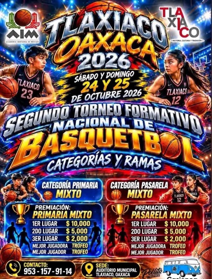 Cartel del torneo Segundo Torneo Formativo Nacional de Básquetbol - Tlaxiaco, Oaxaca
