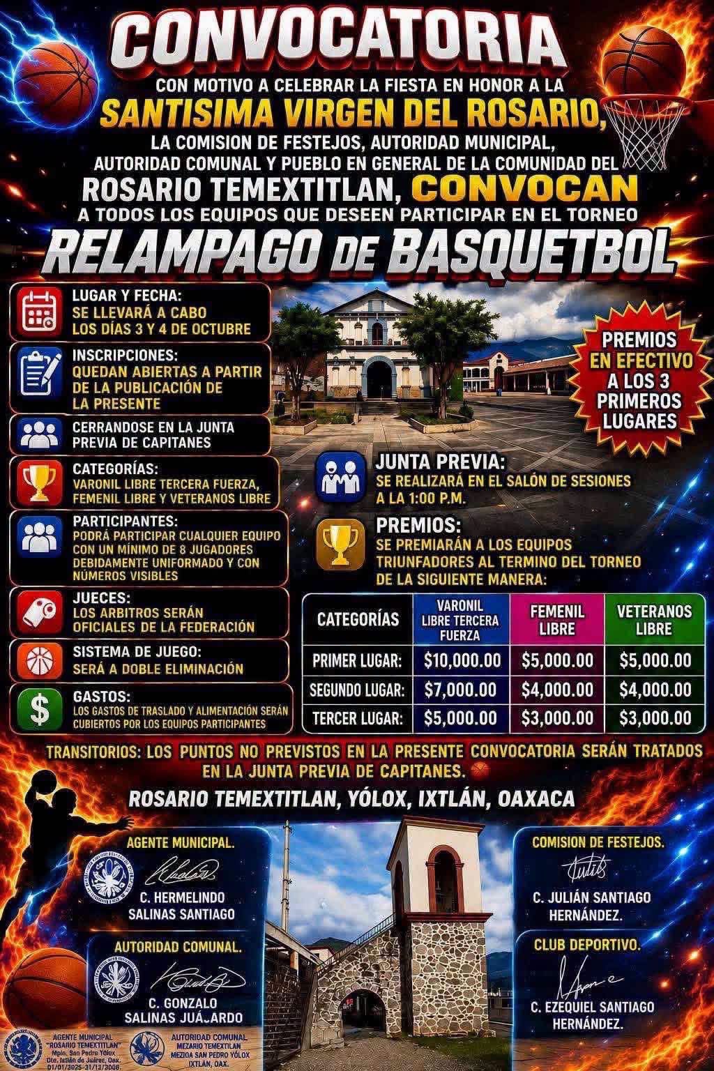 Torneo Relámpago de Básquetbol Virgen del Rosario - Rosario Temextitlán, San Pedro Yólox, Oaxaca — imagen 1