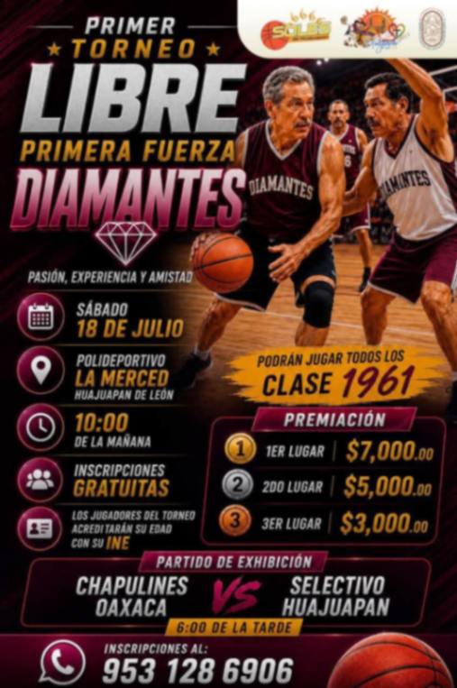Cartel del torneo Torneo Libre Diamantes - Huajuapan