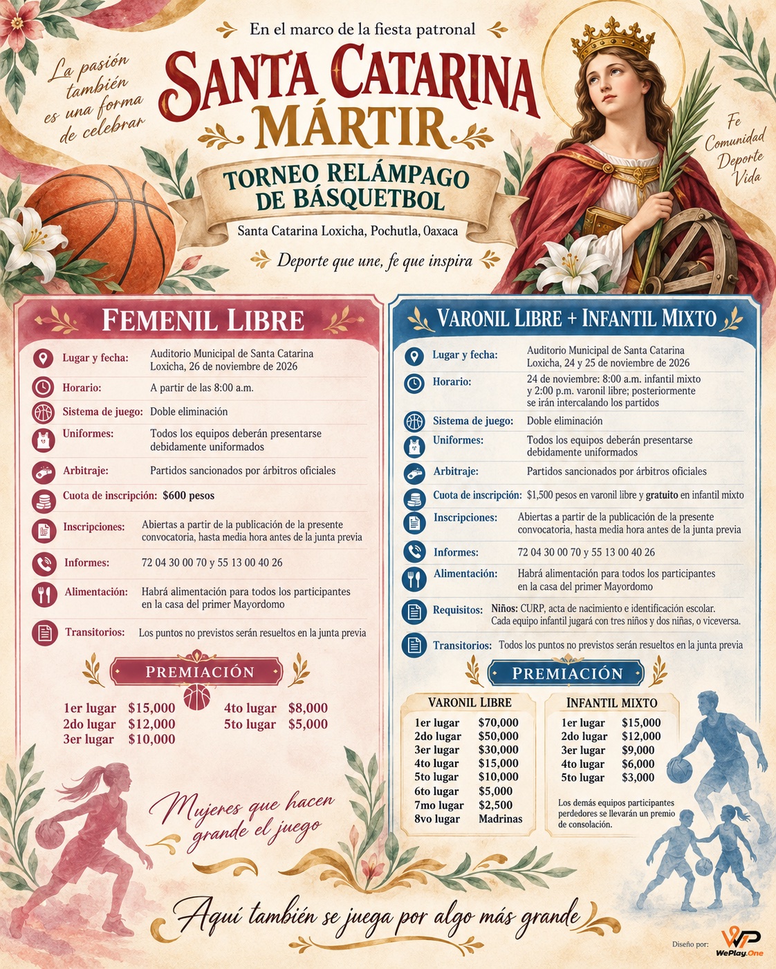 Cartel del torneo Torneo de Básquetbol Santa Catarina Mártir - Santa Catarina Loxicha, Oaxaca