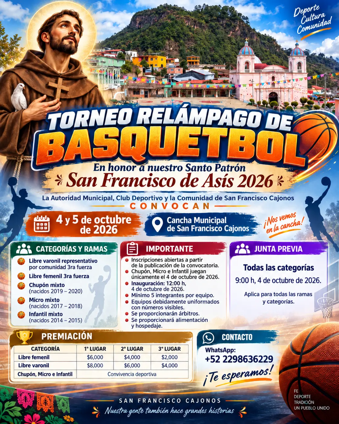 Cartel del torneo Torneo Relámpago de Basquetbol - San Francisco Cajonos, Oaxaca