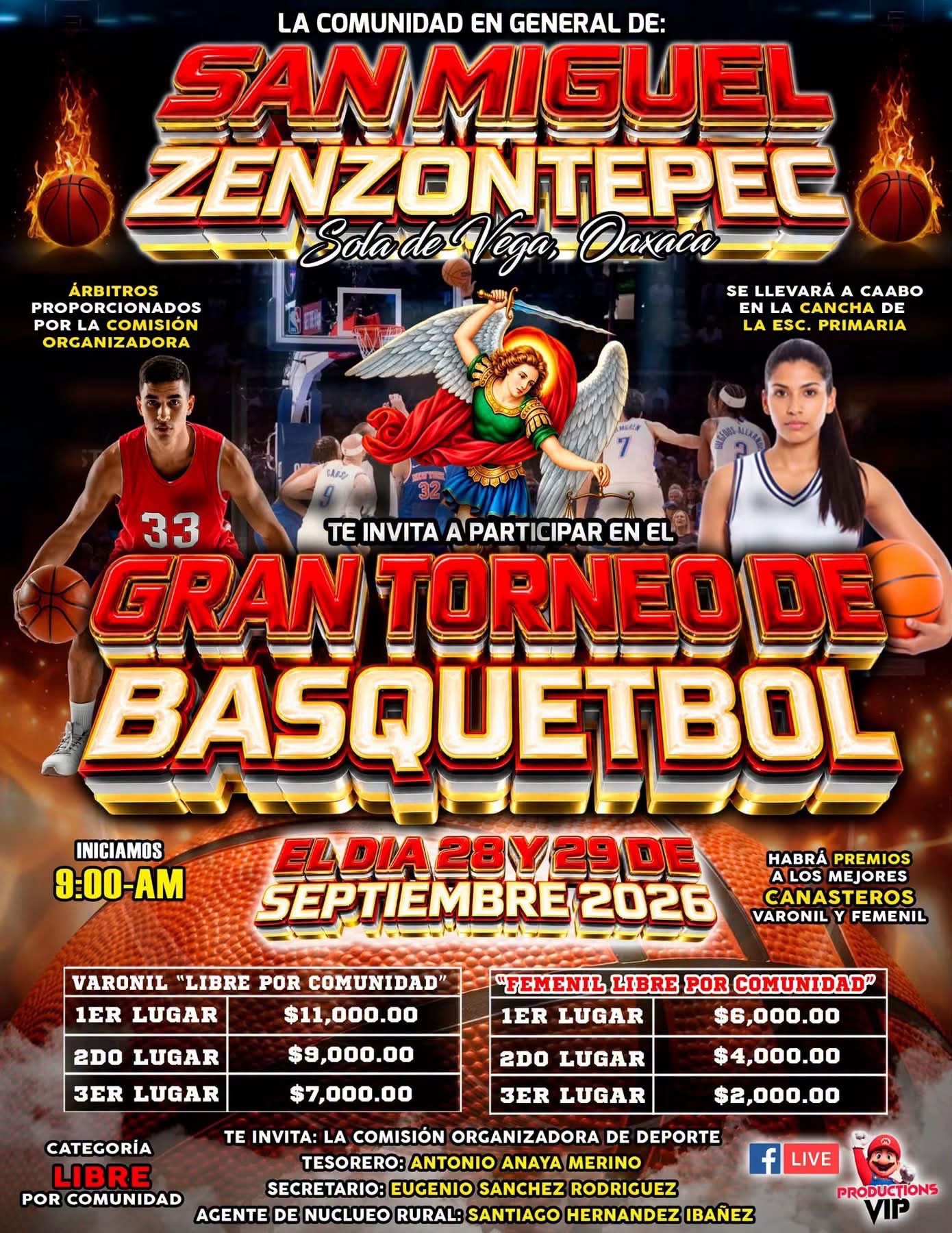 Cartel del torneo Gran Torneo de Básquetbol - San Miguel Zenzontepec, Oaxaca