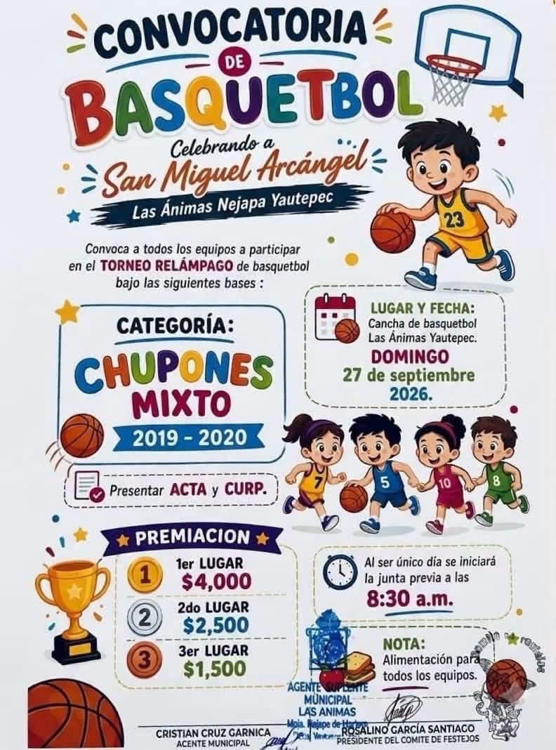 Torneo Relámpago de Básquetbol San Miguel Arcángel - las Ánimas, Nejapa de Madero, Oaxaca — imagen 2