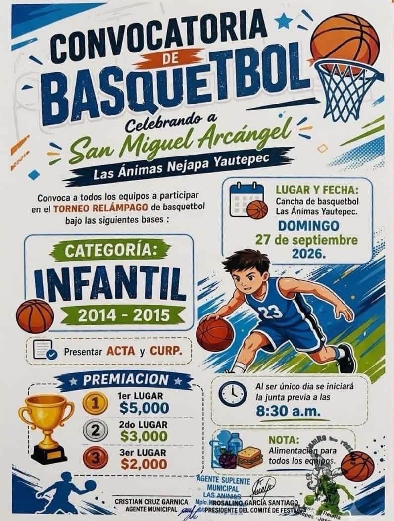 Torneo Relámpago de Básquetbol San Miguel Arcángel - las Ánimas, Nejapa de Madero, Oaxaca — imagen 1