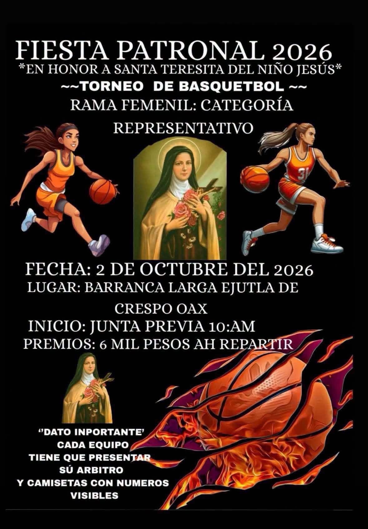 Torneo de Básquetbol Fiesta Patronal Santa Teresita - Barranca Larga, Ejutla de Crespo, Oaxaca — imagen 1