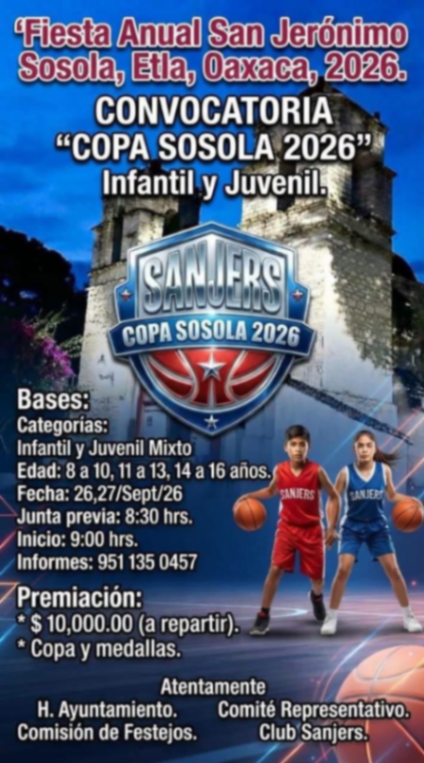 Copa Sosola 2026 - San Jerónimo Sosola, Oaxaca — imagen 1