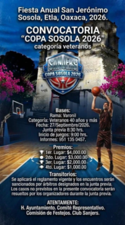 Copa Sosola 2026 - San Jerónimo Sosola, Oaxaca — imagen 2