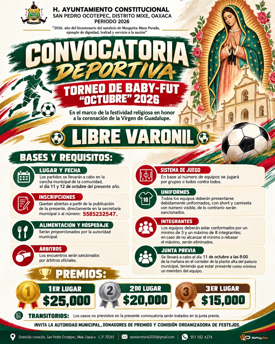 Cartel del torneo Torneo de Baby Fútbol Octubre - San Pedro Ocotepec, Mixe, Oaxaca