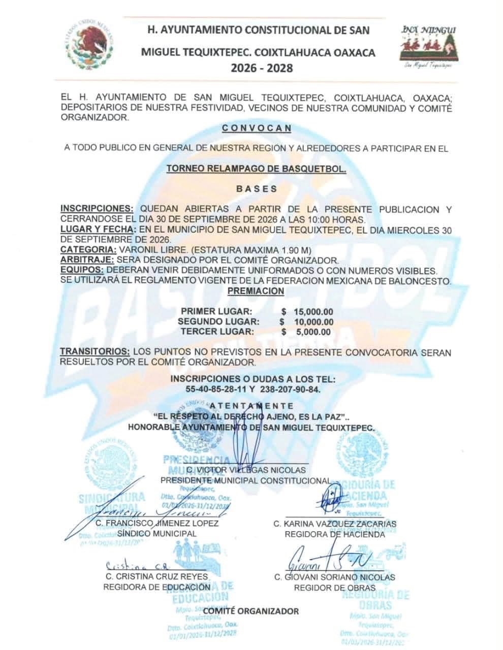 Torneo Relámpago de Básquetbol Feria San Miguel Arcángel - San Miguel Tequixtepec, Oaxaca — imagen 1