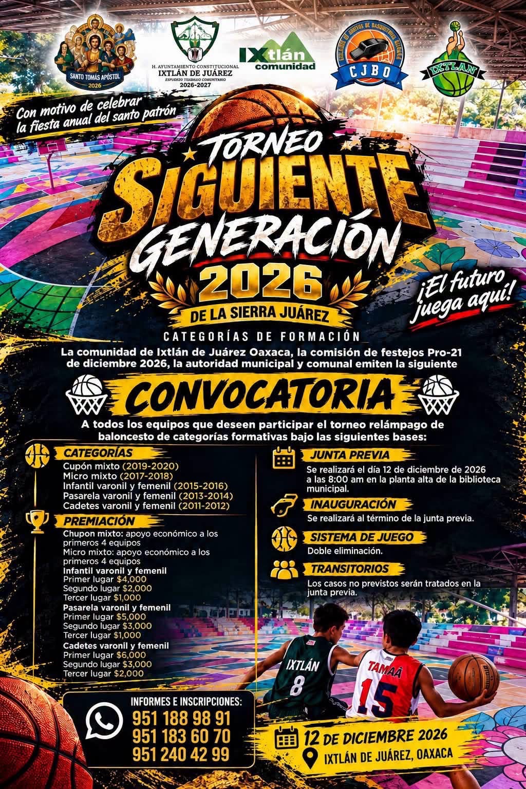 Cartel del torneo Torneo de Básquetbol Siguiente Generación - Ixtlán de Juárez, Oaxaca