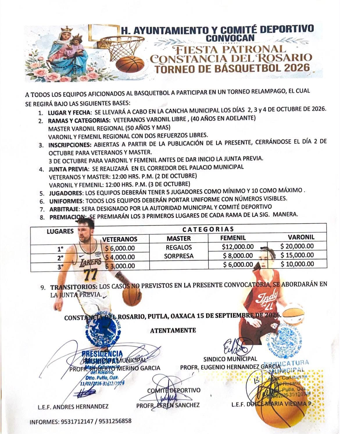 Torneo de Básquetbol Fiesta Patronal - Constancia del Rosario, Oaxaca — imagen 1