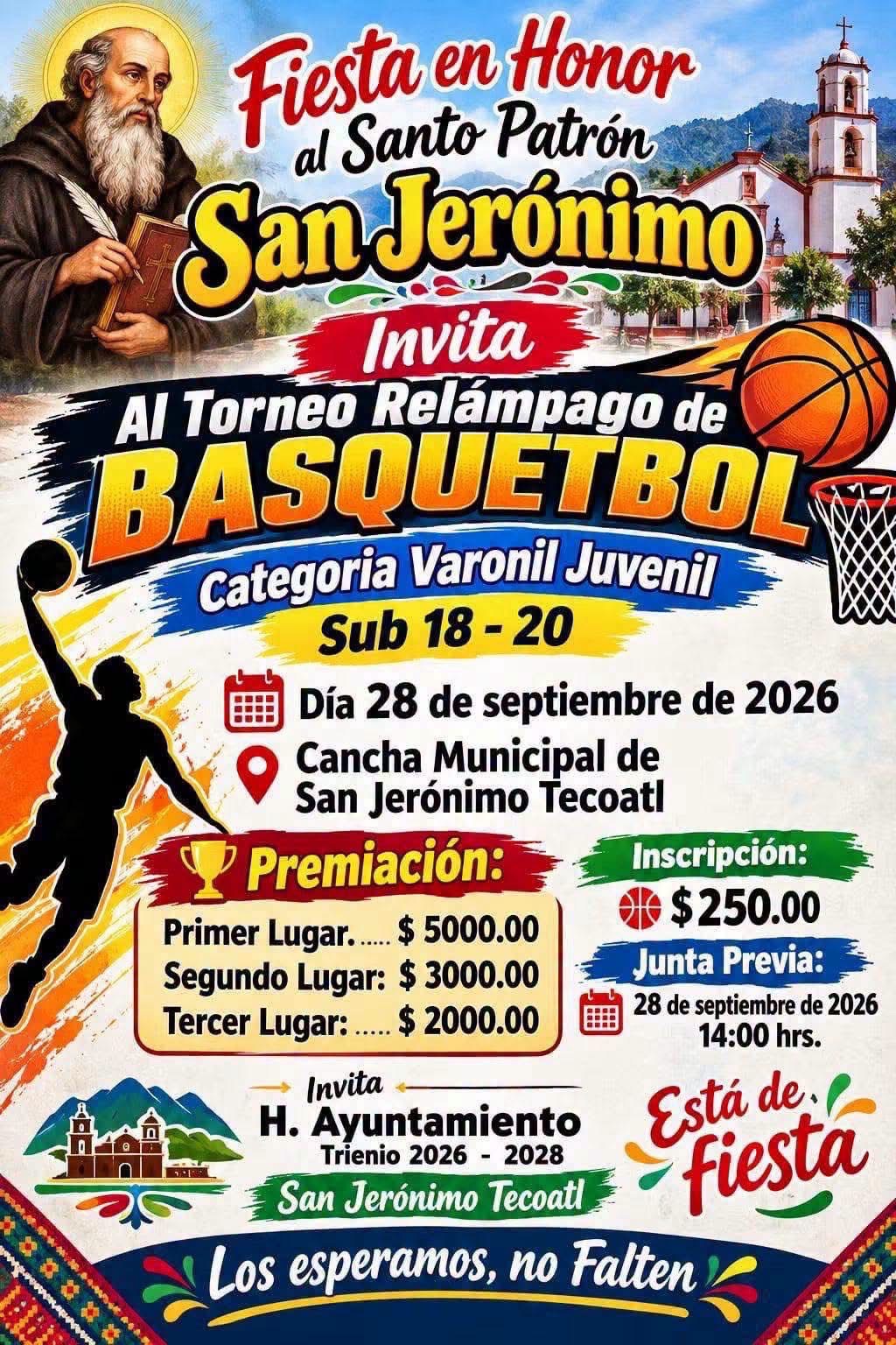 Cartel del torneo Torneo Relámpago de Básquetbol San Jerónimo - San Jerónimo Tecóatl, Oaxaca