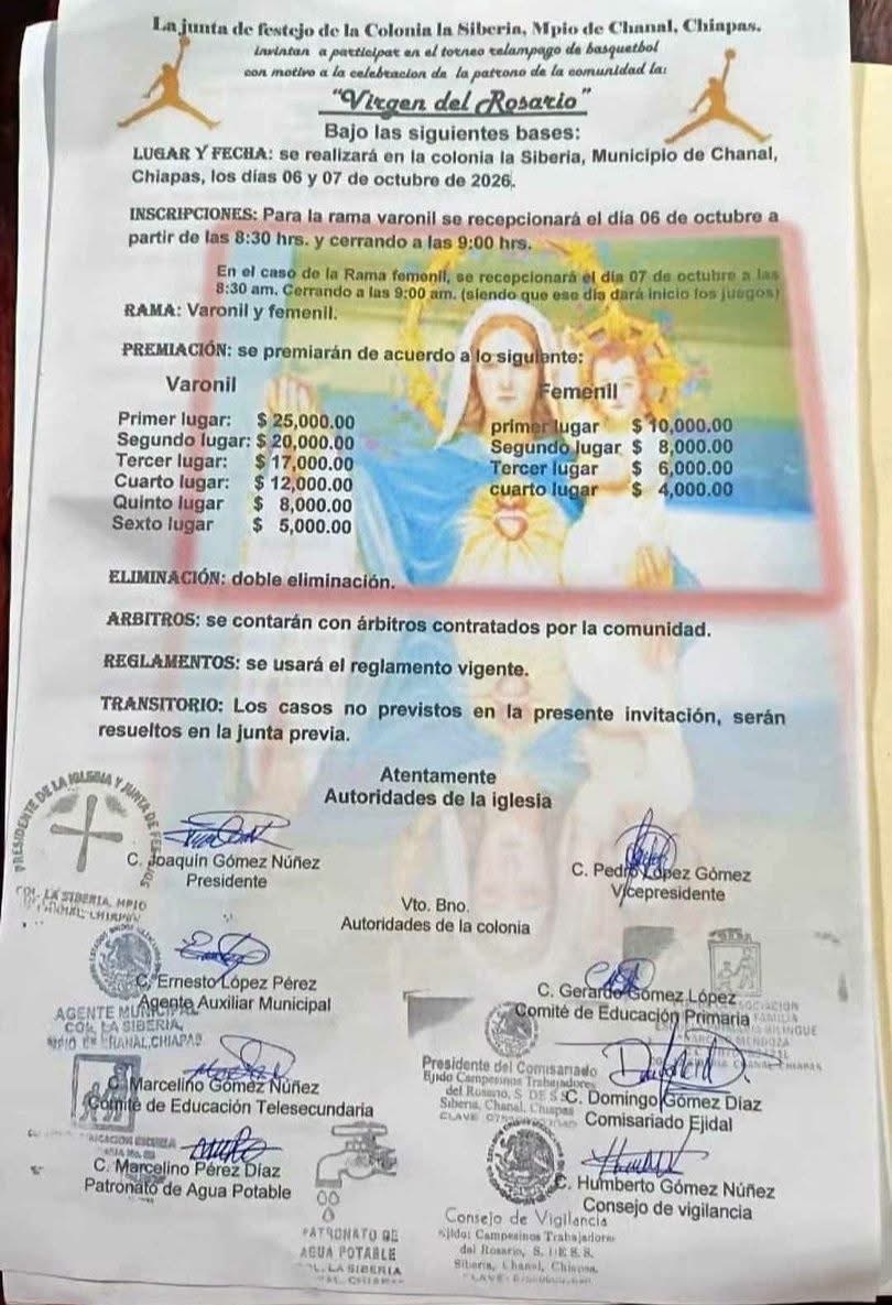 Torneo Relámpago de Básquetbol Virgen del Rosario - la Siberia, Chiapas — imagen 1