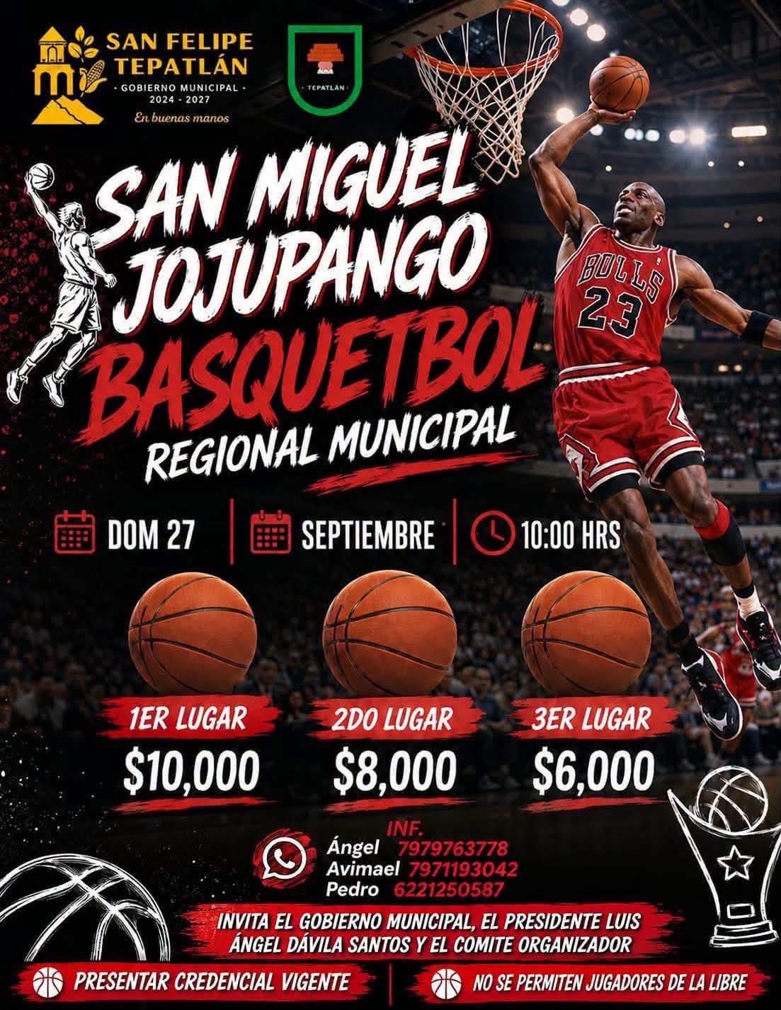 Cartel del torneo Torneo de Básquetbol San Miguel Jojupango - San Felipe Tepatlán, Puebla