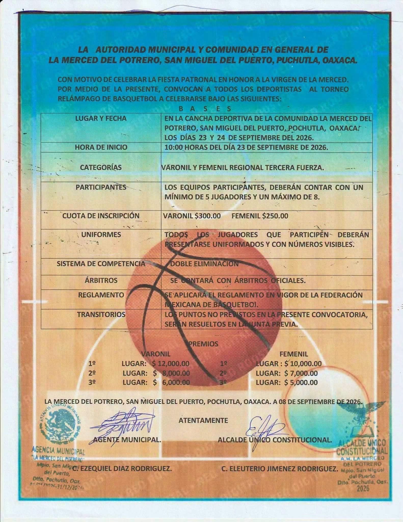 Torneo Relámpago de Básquetbol Virgen de la Merced - la Merced del Potrero, Oaxaca — imagen 1