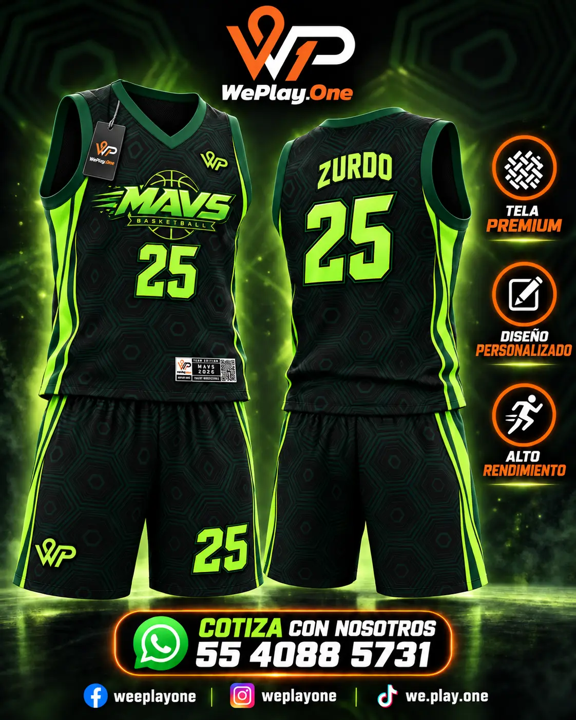 Uniforme de básquetbol del catálogo de WePlay.One