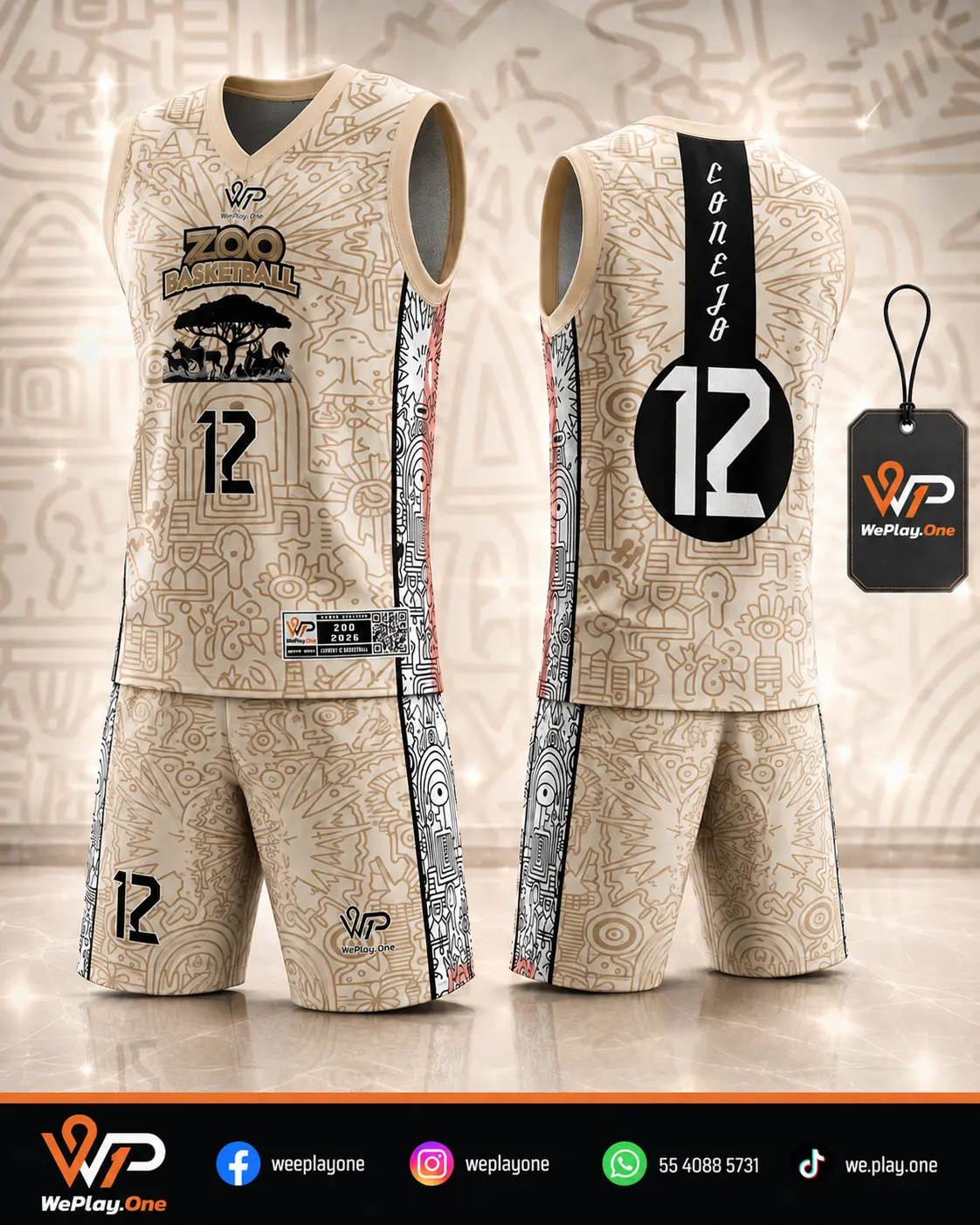 Mockup del uniforme Zoo Basketball - Beige de basquetbol