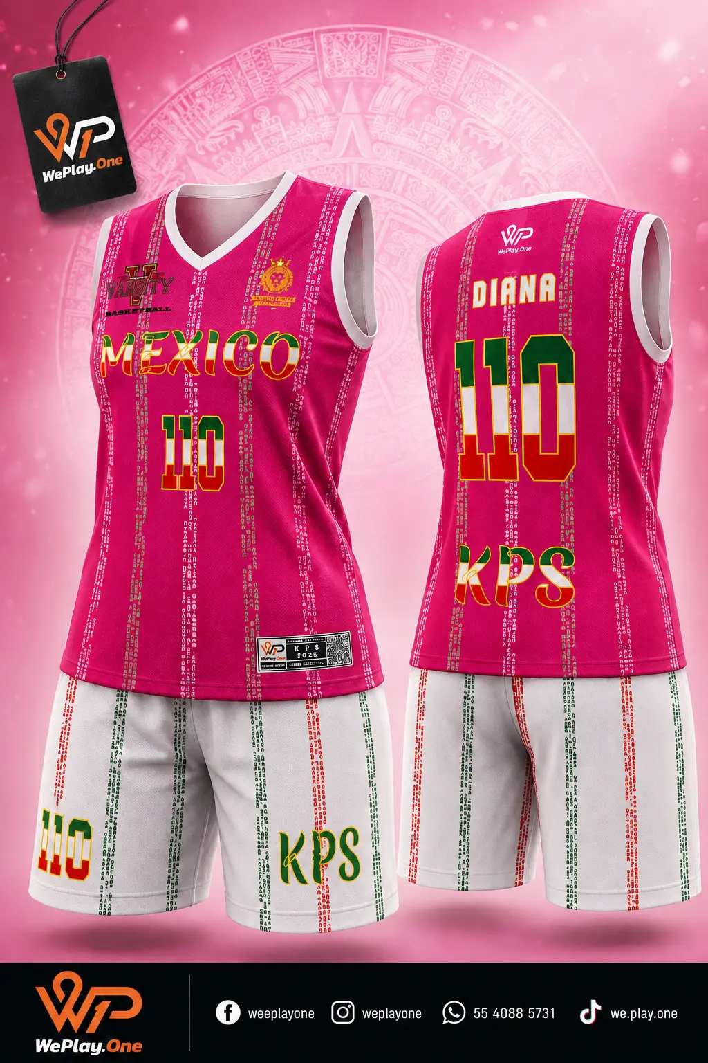 Mockup del uniforme KPS México - Rosa Mexicano de basquetbol