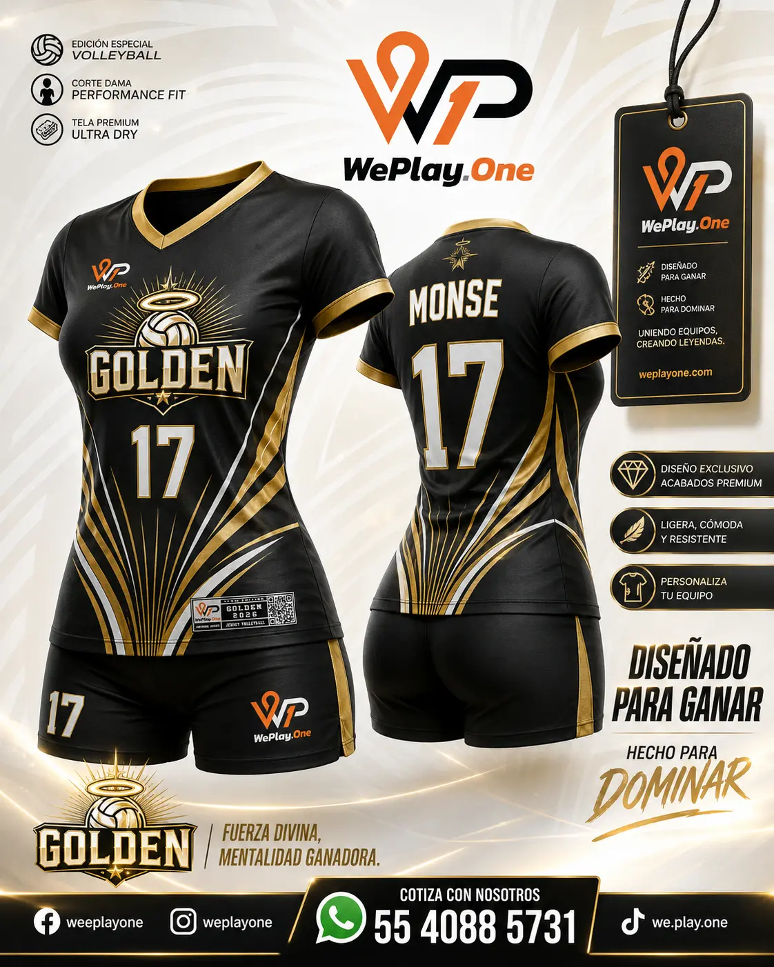 Mockup del uniforme Golden - Negro y dorado de voleibol