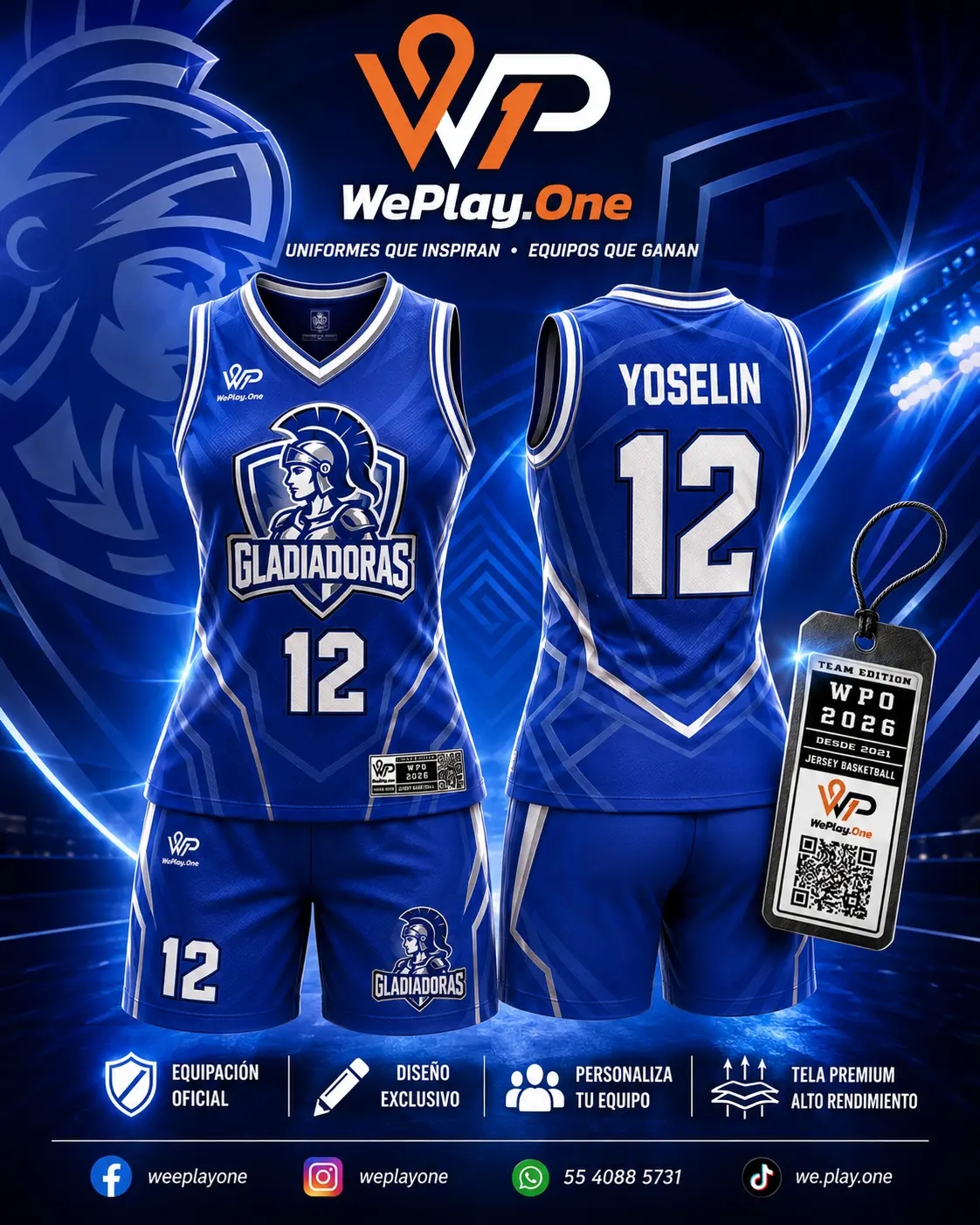Mockup del uniforme Gladiadoras - azul de basquetbol