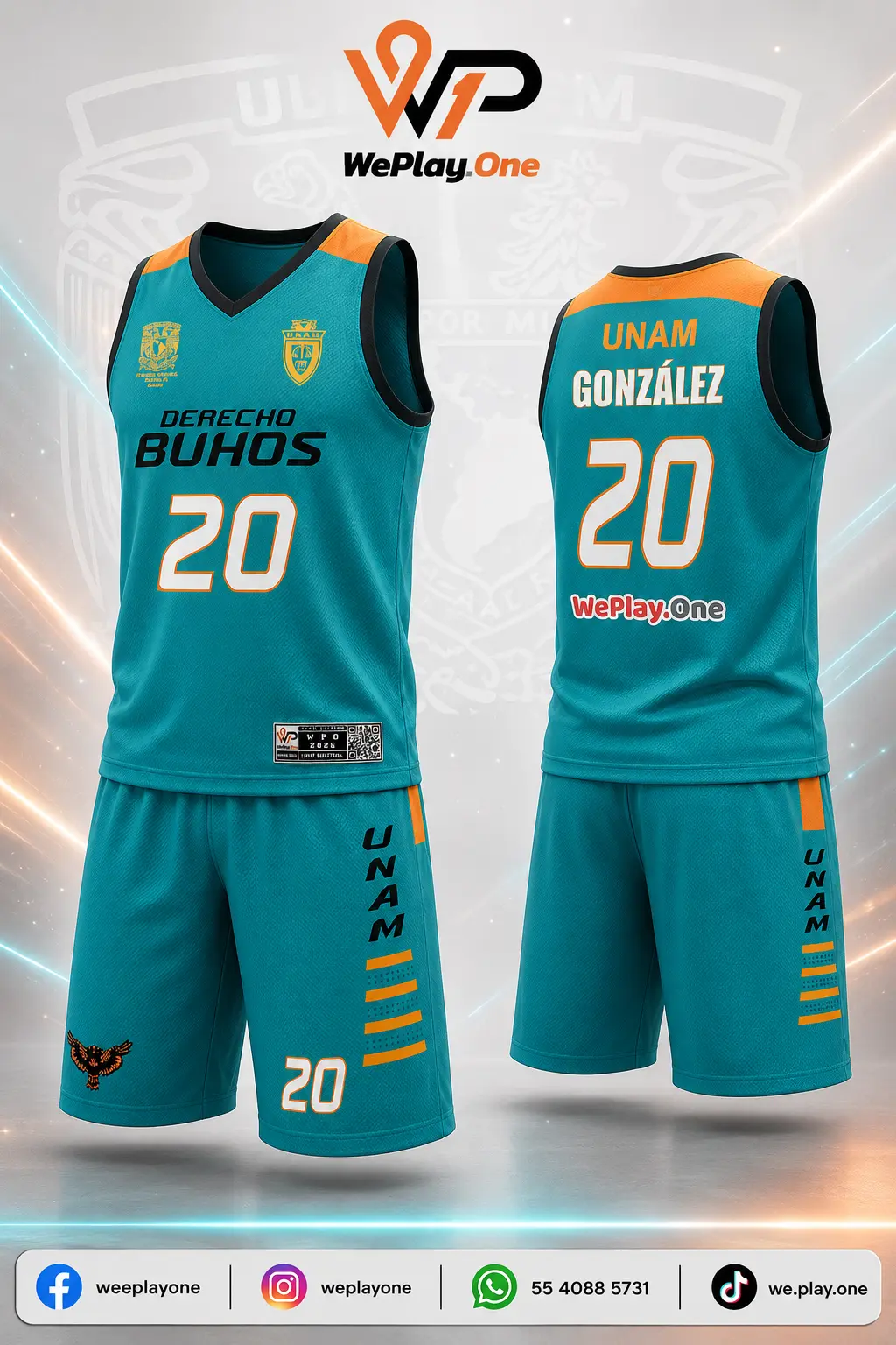 Mockup del uniforme Buhos UNAM - Faculdad de derecho de basquetbol